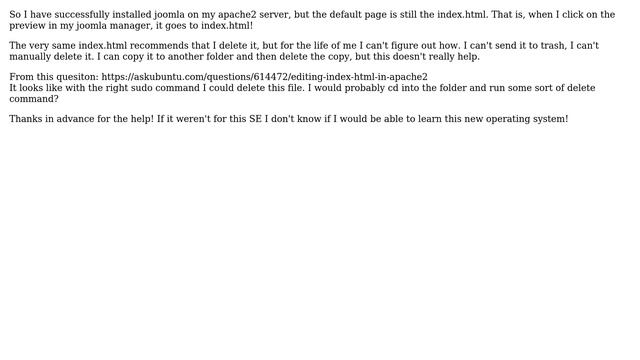 Ubuntu: How do I remove Apache2's default index.html file? смотреть онлайн