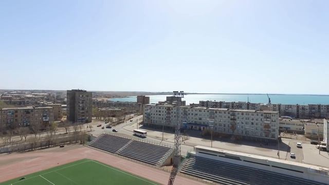 Балхаш сегодня 25 апреля 2017. Съёмка с квадрокоптера, пробный полёт. Стадион металлург