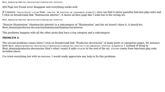 Wordpress: Custom Post Type / Two level deep taxonomy (cat. and subcat.) uri problem (error 404) смотреть онлайн