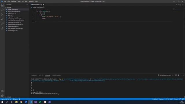 Python break-continue deyimi kullanımı смотреть онлайн