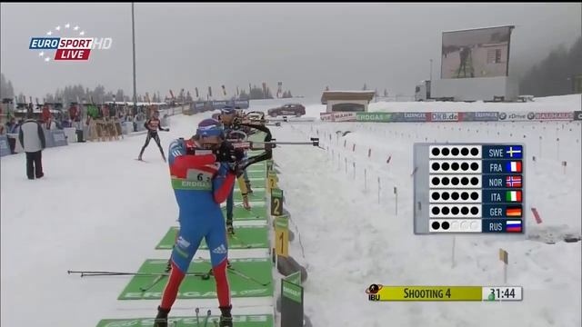 Биатлон. Кубок мира. Хохфильцен. Мужская эстафета. Молодой Шипулин