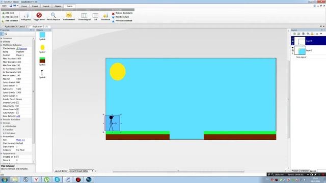 Cоздоём игру в Construct Classic часть 2 движение и переход на уровень