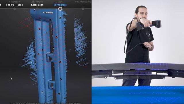 Skanowanie 3D zderzaka samochodu z wykorzystaniem FreeScan UE PRO. смотреть онлайн