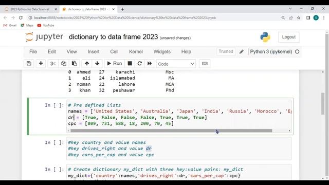 Python for Data Science -Creating Data Frame from Dictionaries, indexing, manipulation смотреть онлайн