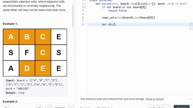 LEETCODE 79 WORD SEARCH PYTHON | DFS смотреть онлайн