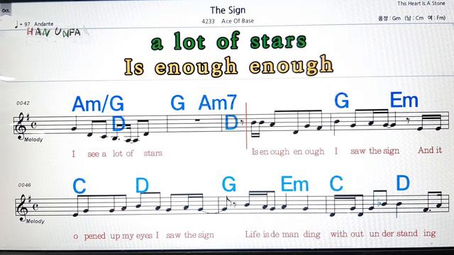 The sign/Ace of base💋노래방, 가라오케,코드 큰 악보, 반주, 가사, , 💖Karaoke, Sheet Music, Chord, MR смотреть онлайн