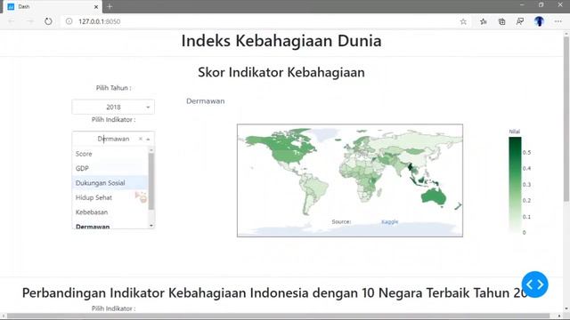 World Happiness Index - Choropleth Map & Bar Python Dashboard смотреть онлайн