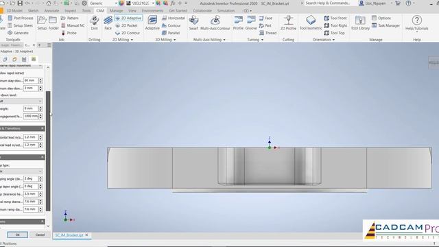 Inventor CAM 2020 Tutorial | Setup Inventor CAM/HSM 2020 - 2D HSM Adaptive Clearing смотреть онлайн
