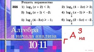Алимов Ш.А. Алгебра и начала анализа 10-11кл. № 355. Решить логарифмическое неравенство