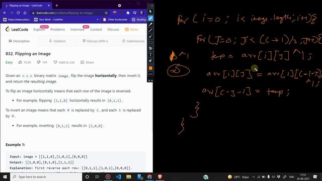 832 Flipping an Image | Zero to FAANG Kunal | Assignment Solution | Leetcode смотреть онлайн