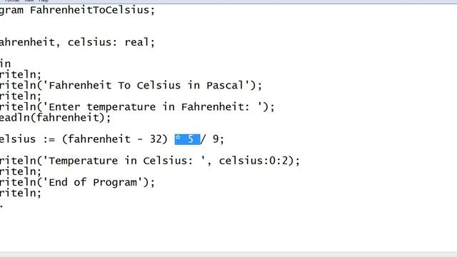 Fahrenheit To Celsius in Pascal смотреть онлайн