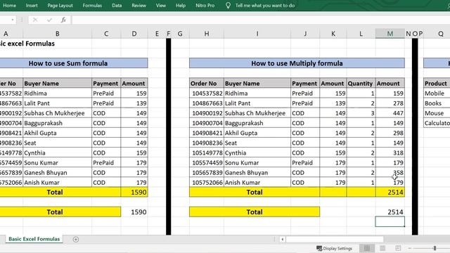 Basic Excel Formulas - SUM | MULTIPLY | MINUS | DIVIDE by eLearn смотреть онлайн