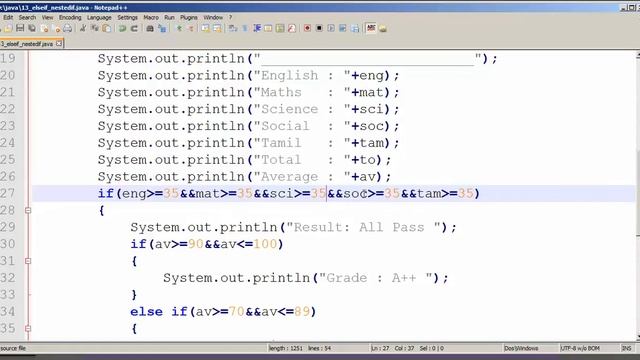 Student Mark List Using Nested If Condiion Java Tamil смотреть онлайн