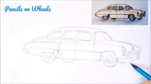 Как нарисовать машину ГАЗ 12 ЗИМ просто карандашами How to Draw Car GAZ 12 ZIM Simple Auto Drawing