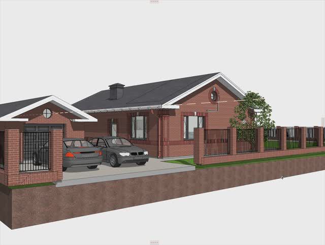 Проект Дома 112м2 в классическом стиле с фигурной кладкой из кирпича