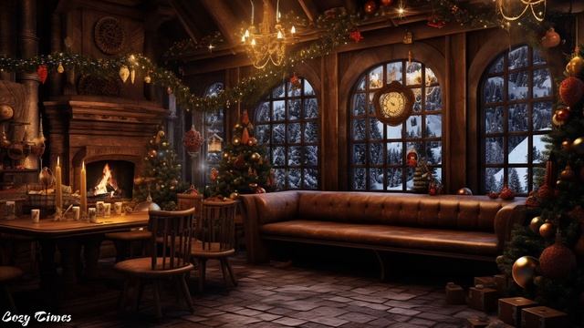Cozy Hut with Crackling Fireplace, Snow and Wind - Winter Ambience Sounds for Sleeping смотреть онлайн