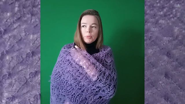 Фарерская шаль. Ажурная шаль с плечевыми вытачками. смотреть онлайн