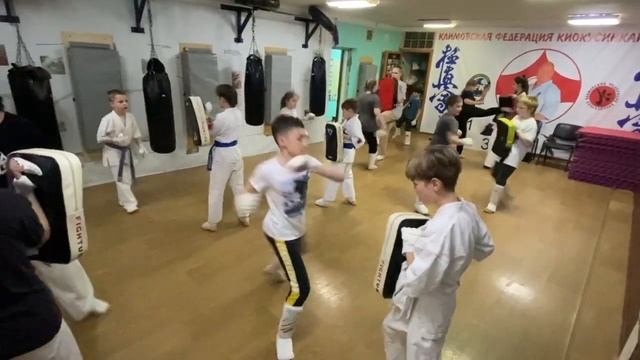 Тренировка старшей группы 22 мая 2023 года. Киокусинкай каратэ в Климовске на Западной 12. смотреть онлайн