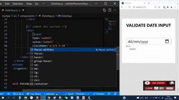 #12 Validate Date Input with React Hook Form v7 - React Micro Project for Beginners