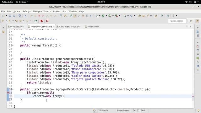 03 ejemplo básico carrito compras JSF 2.3 + Primefaces + EJB + eclipse + wildfly смотреть онлайн
