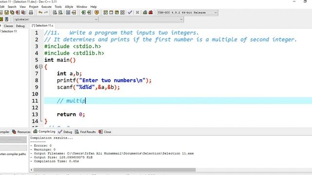 Selection 11. Display first number is a multiple of second integer. or not смотреть онлайн