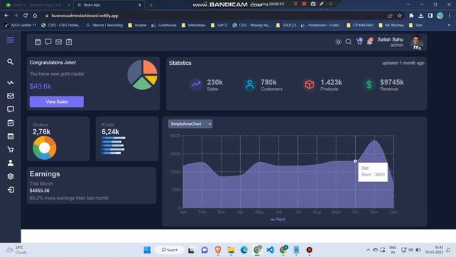 Business Dashboard Static Frontend Web App using React js смотреть онлайн