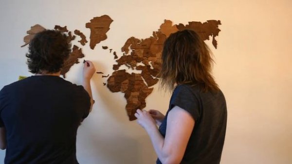 Декоративная деревянная карта мира | 3D Wooden World Map