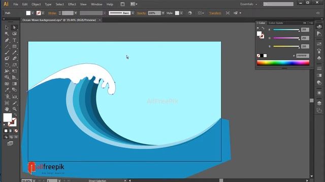 Create Vector Ocean Wave Landscape Illustration in Adobe Illustrator смотреть онлайн