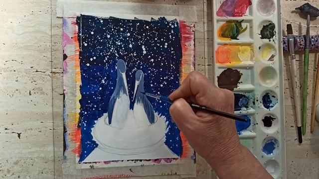 АИСТЫ /МАСТЕР-КЛАСС ЖИВОПИСИ/Storks in the nest/ смотреть онлайн