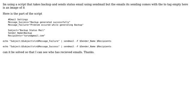 Ubuntu: sendmail gives empty recipients in email смотреть онлайн