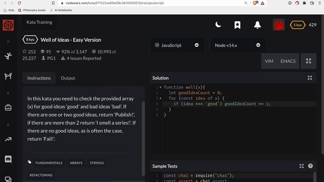 Codewars - Javascript - Well of Ideas - Easy Version смотреть онлайн