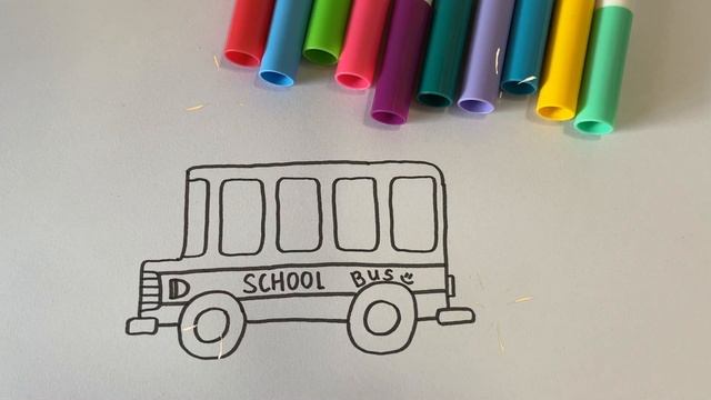 Drawing school bus for kids | Bolalar uchun maktab avtobusini chizish | Рисуем школьный автобус смотреть онлайн