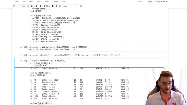 Python for DFS | pydfs-lineup-optimizer | Positional Stacks смотреть онлайн
