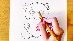 Как нарисовать МИЛОГО МИШКУ С СЕРДЕЧКОМ ЛЕГКО | Рисунки Карандашом | Как Нарисовать Мишку
