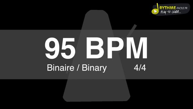 Metronome Clic - 95 BPM - Drums Sound - binaire смотреть онлайн