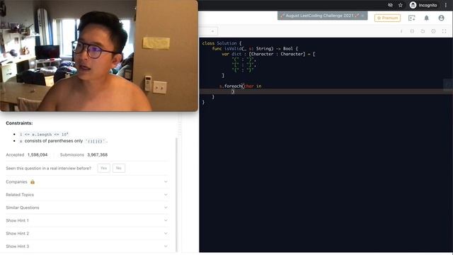 15 min Swift coding challenge - Valid Parentheses смотреть онлайн