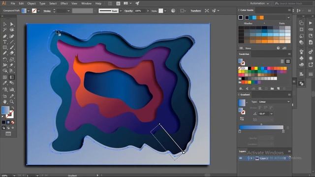 3D paper cut design in illustrator [adobe illustrator tutorial ] смотреть онлайн