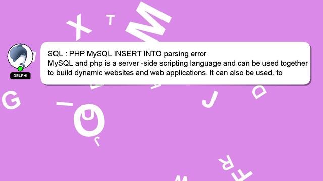 SQL : PHP MySQL INSERT INTO parsing error смотреть онлайн