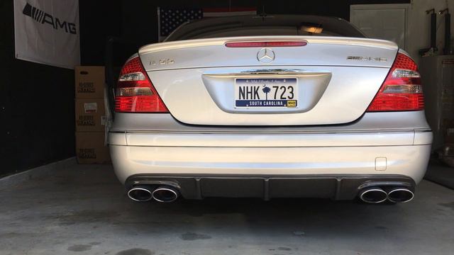 W211 E55 AMG With W219 CLS63 Mufflers Cold Start