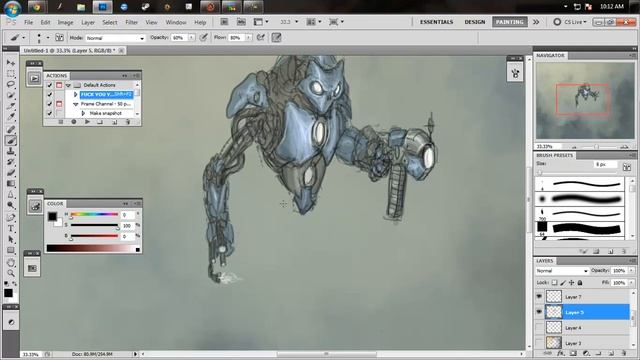 Photoshop Speedpaint: Robot Flamethrower Blaster Unit Sketch смотреть онлайн