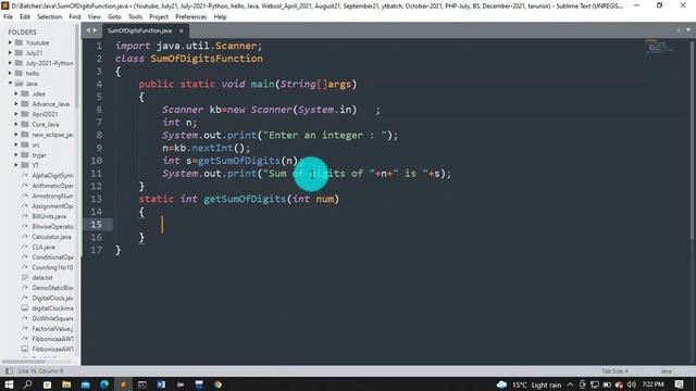 sum of digits of a number using function in java смотреть онлайн