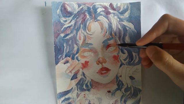 АКВАРЕЛЬ + РУЧКА || ДЕВУШКА АКВАРЕЛЬЮ || WATERCOLOR PAINTING смотреть онлайн