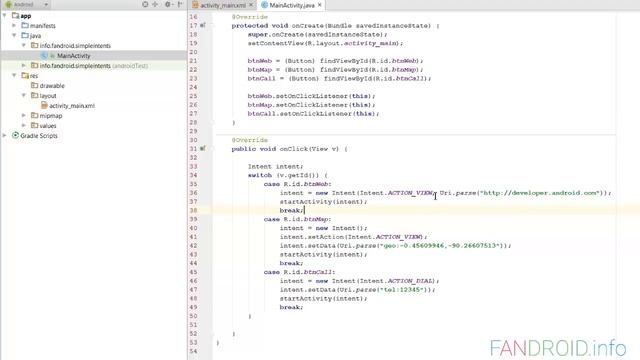 Урок 31 Вызываем браузер, звонилку, карты с помощью intent с атрибутом data Uri смотреть онлайн