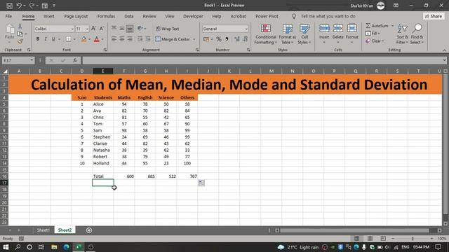 Excel 2021 Mean Median Mode & Standard Deviation using Excel смотреть онлайн