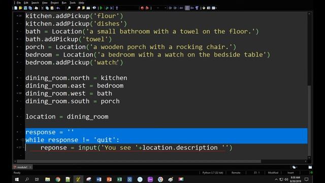 Python: classes & objects text adventure смотреть онлайн