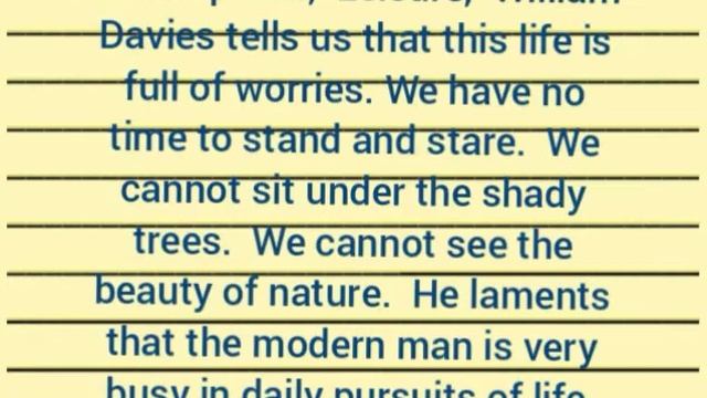 B.A English part 1 poem Leisure written by William Davies full text of poem and short summary. смотреть онлайн