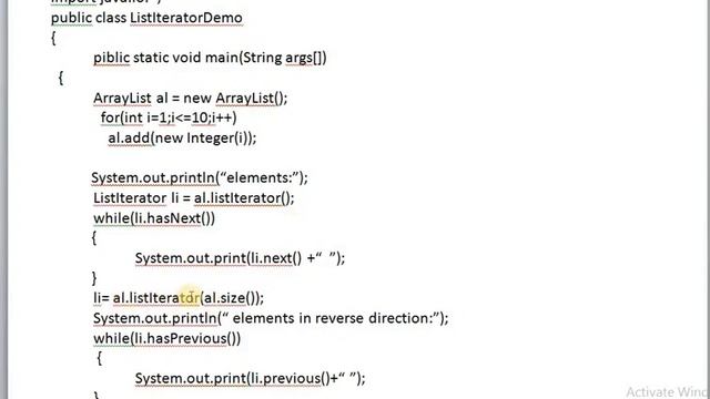 LISTITERATOR IN JAVA WITH EXAMPLE смотреть онлайн