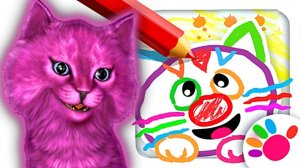 РИСОВАНИЕ для ДЕТЕЙ говорящий КОТЕНОК АБИ играет ВИДЕО ДЛЯ ДЕТЕЙ