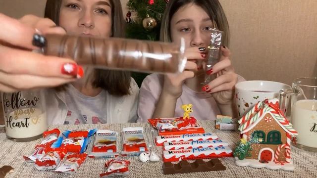 МУКБАНГ ?КИНДЕР ШОКОЛАД ?НОВОГОДНИЙ ПОДАРОК/KINDER CHOCOLATE(BUENO, KINDER SURPRISE, KINDER MAXI)
