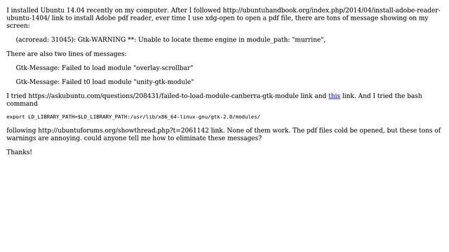 Ubuntu: Gtk-Message: Failed to load module "unity-gtk-module" Ubuntu 14.04 смотреть онлайн